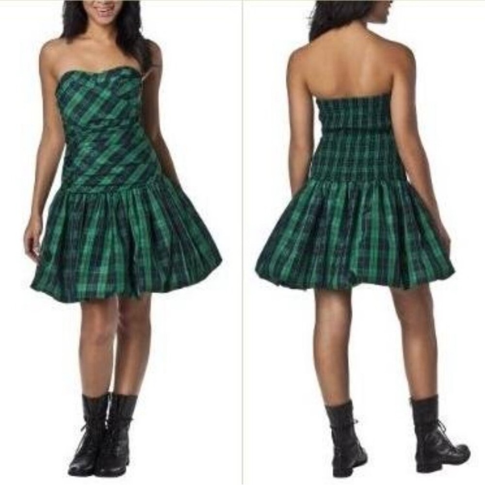 Luella Bartley for Target Strapless Green Plaid Tartan Bubble Sweetheart Dress